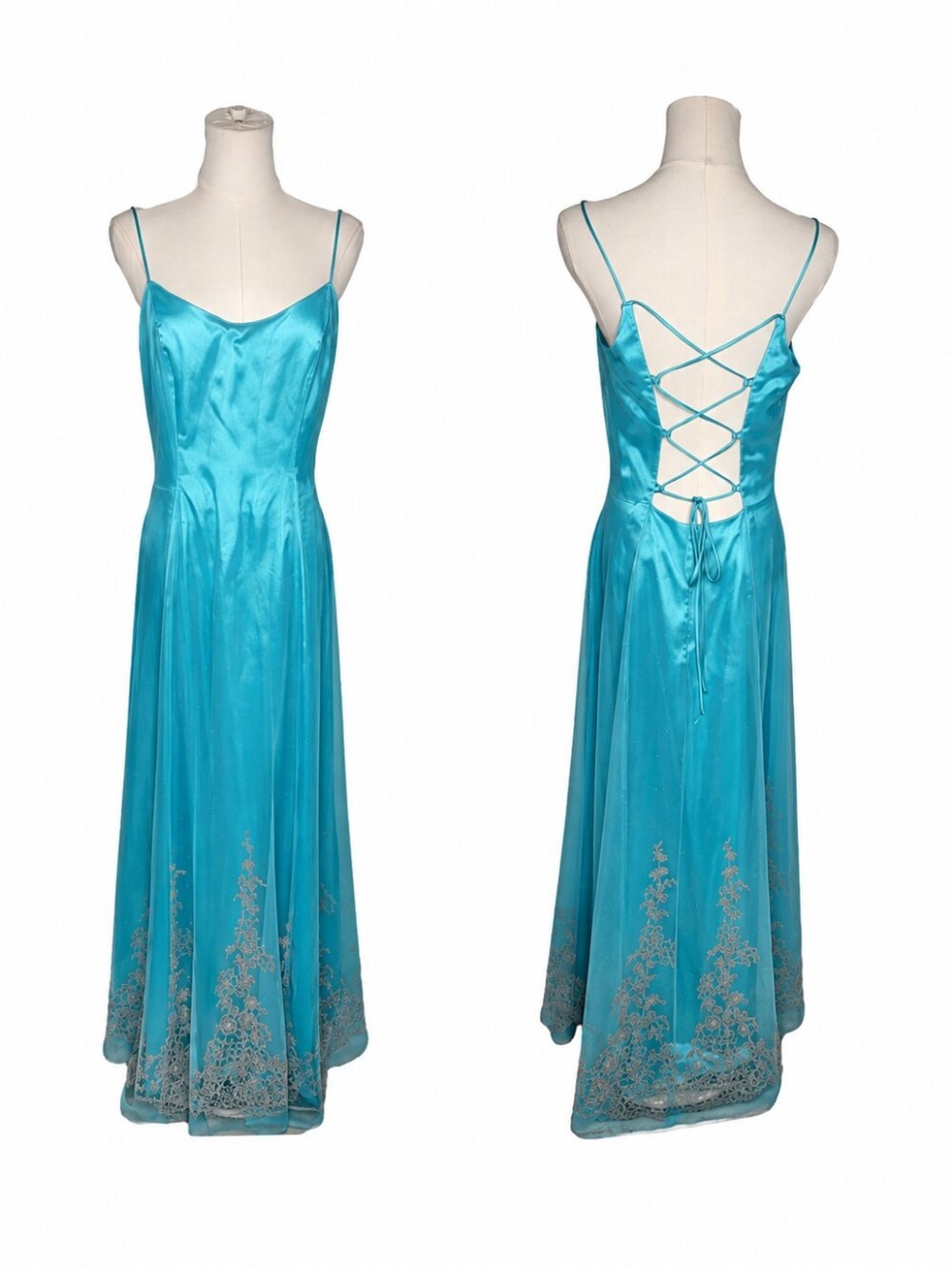 Vintage Morgan Co Prom Dress Maxi Gown 13/14 Y2K Fairy Corset Mesh Overlay Glitt
